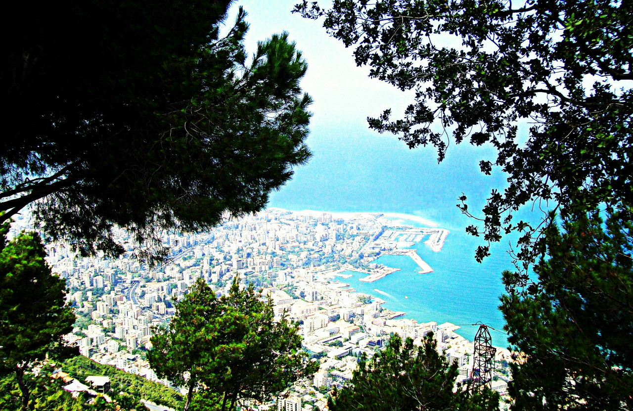 View From - Our Lady of Lebanon (Notre Dame du Liban) Maronite Catholic - Harissa, Lebanon