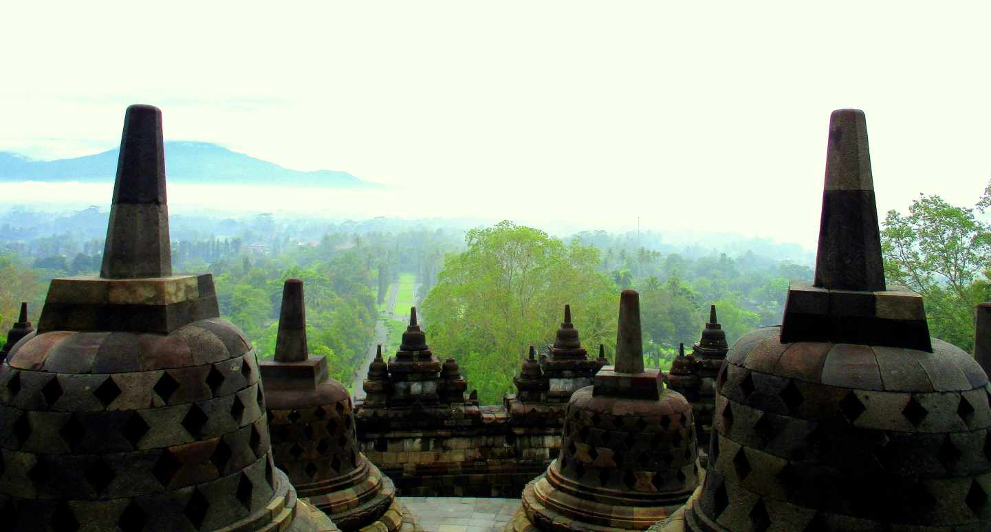 View from Borobudur  Buddhist Shrine - It has Nine Levels - World Heritage Site - Central Java