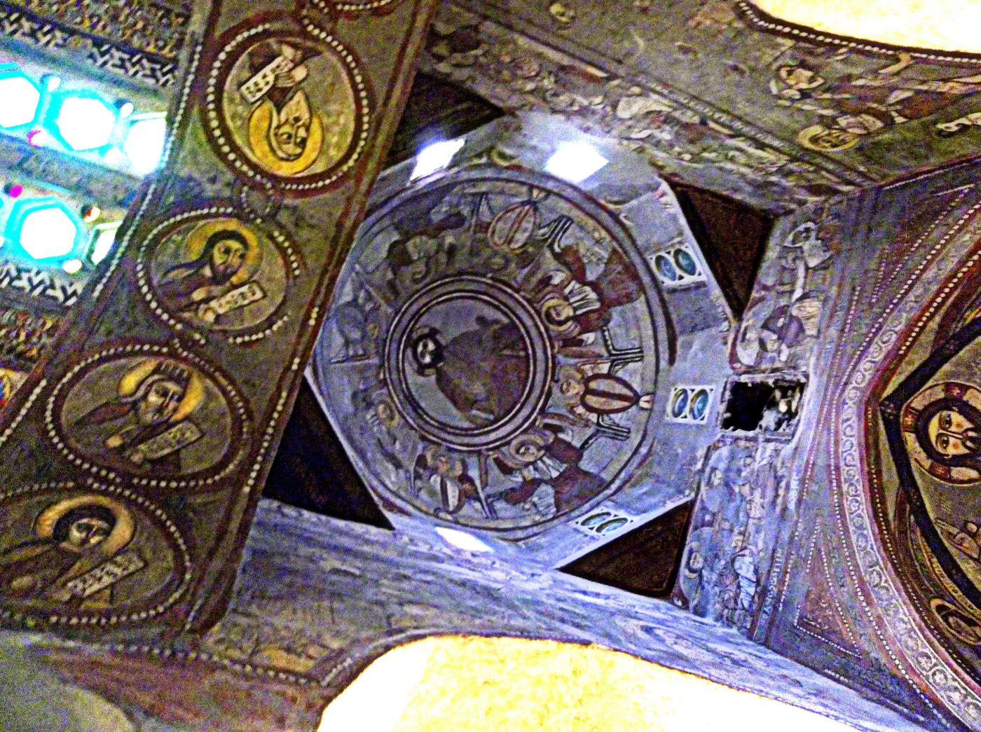 Very Dark Ceiling (Lightened Post Production) at St. Anthony (the Anchorite, of Thebes 251 - 356 AD) Monastery - Egypt