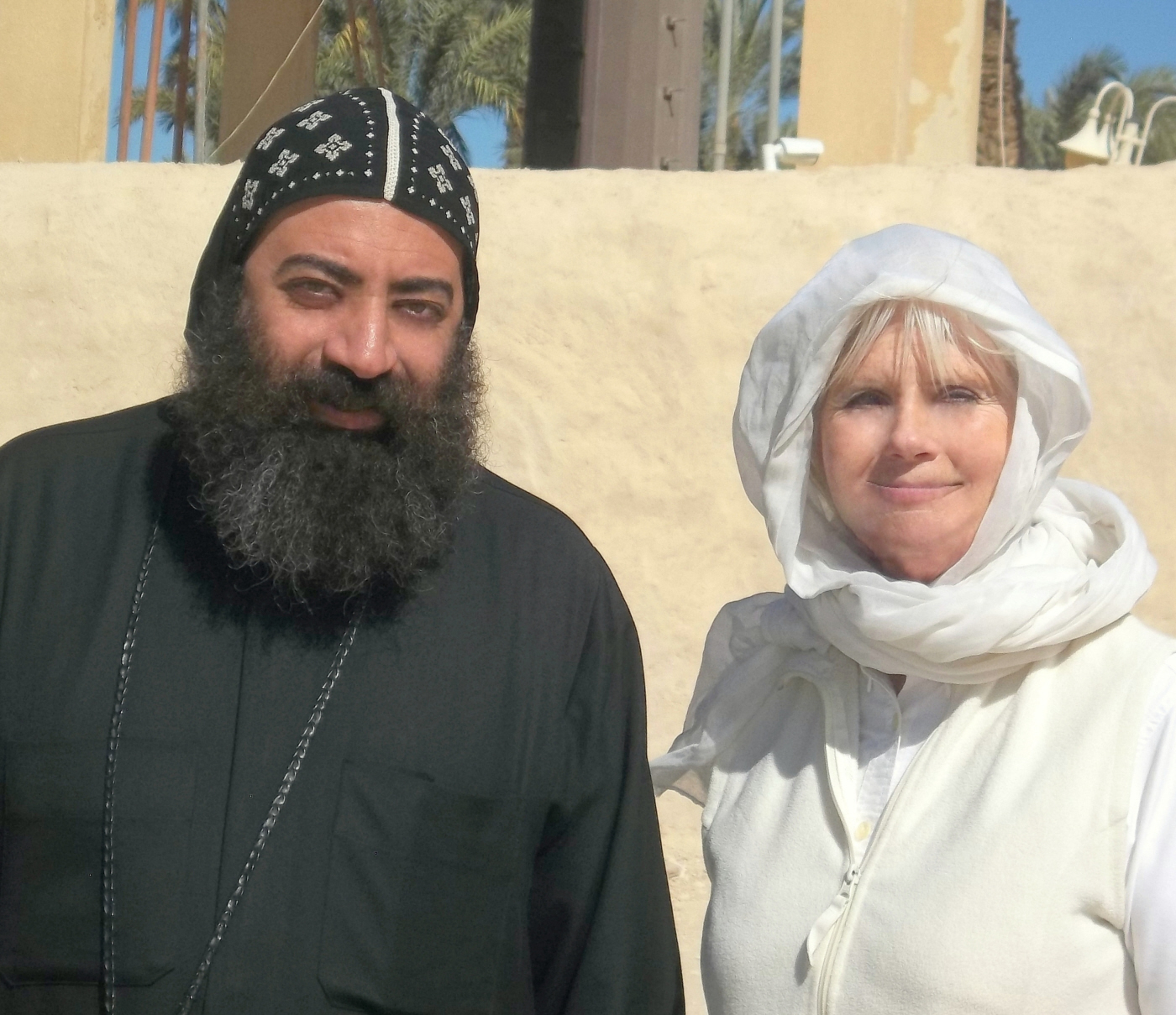 Brother Marcos & Virginia Facing the Blazing Sun at Beautiful St. Anthony's Coptic Monastery