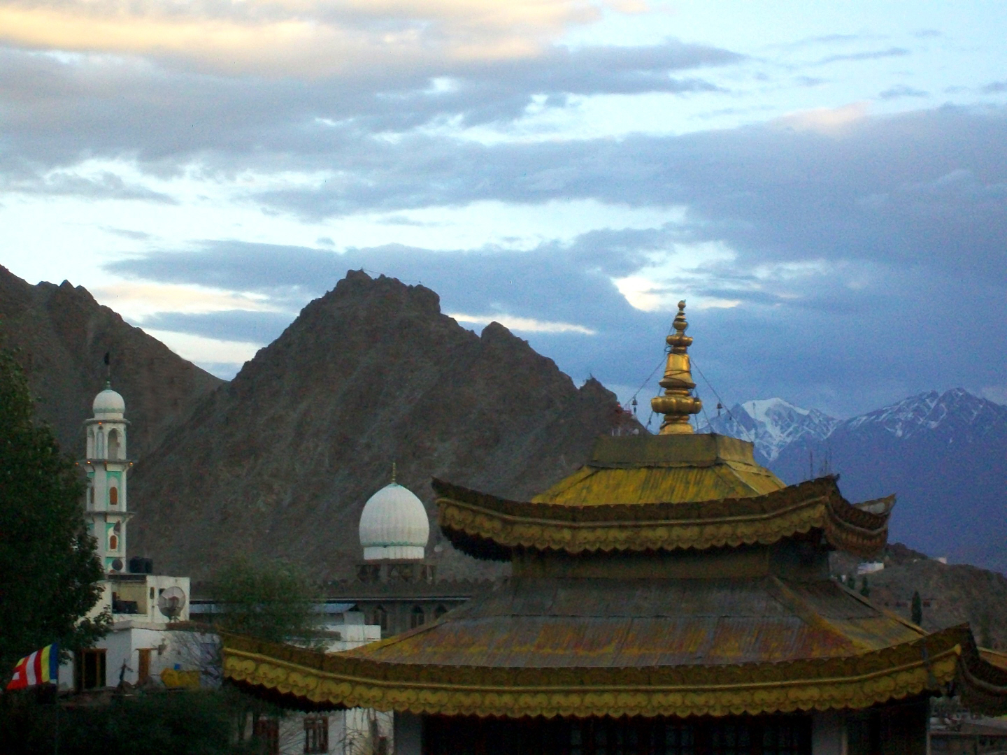 Top of Stupa, Dome & Minaret of Mosque - Ley, Ladakh - Himalaya Mountains