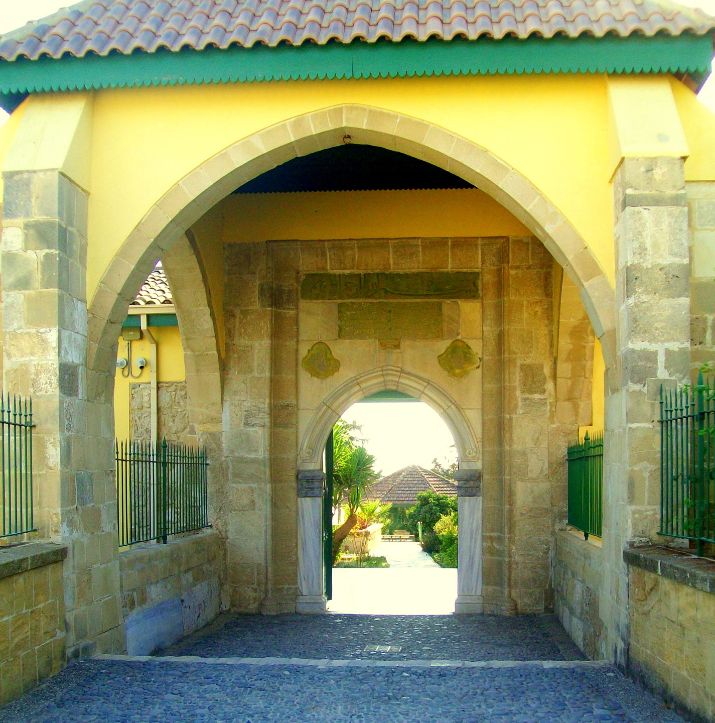 Entering Courtyard of Hala Sultan Tekke - Larnaca Salt Lake, Cyprus